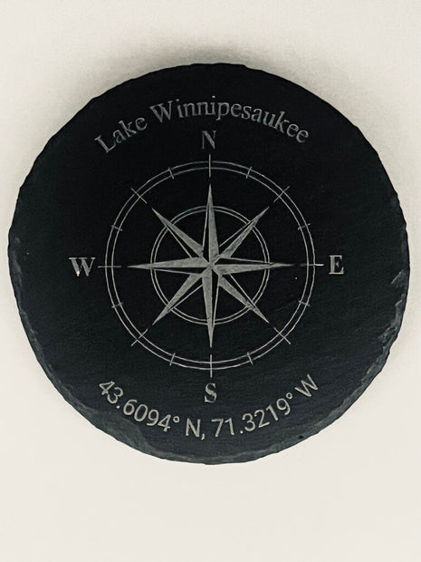 Lake Winnipesaukee Slate Round Compass