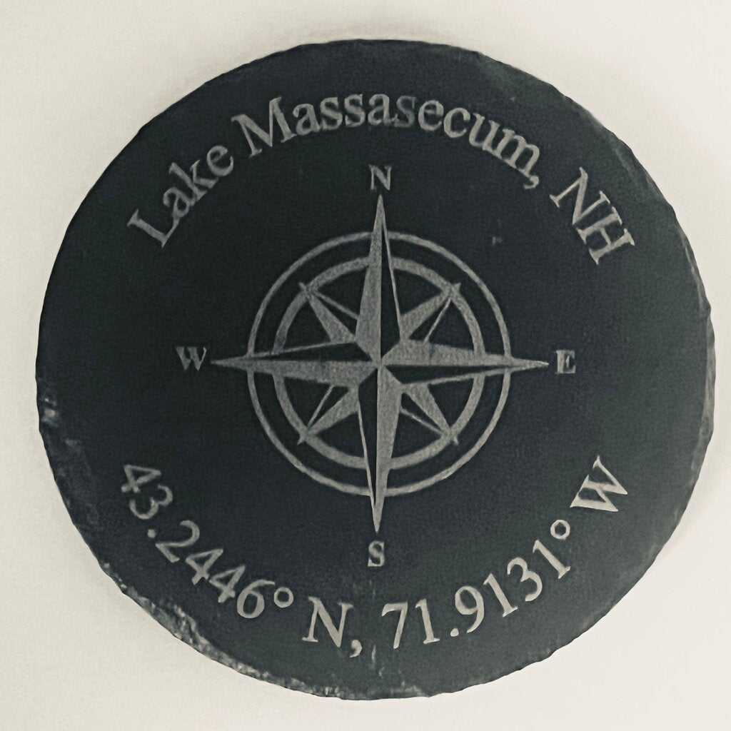 Lake Massasecum Compass Round Slate