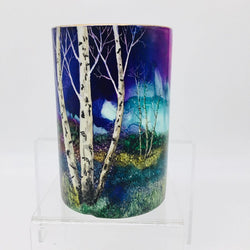 6.5" Ceramic Vase- AuraBorealis w/Birches - view 1
