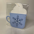 Embroidered mug gift tag