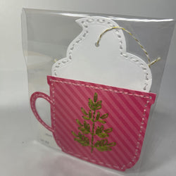 Embroidered mug gift tag - view 1