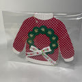 Stitched sweater gift tag