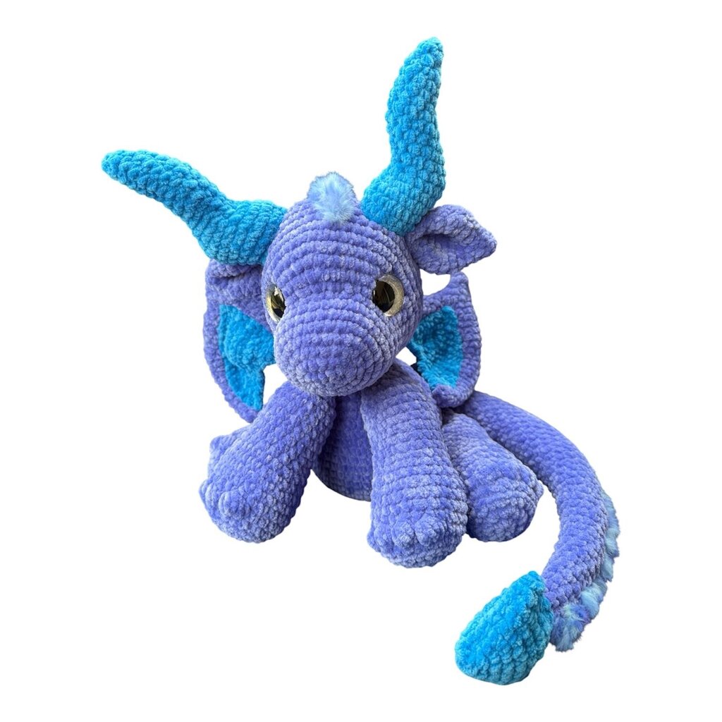 Crocheted large sitting dragon stuffie