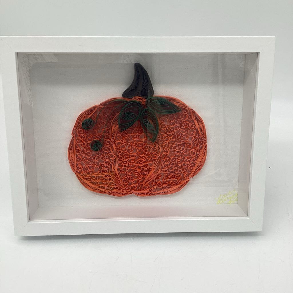 Pumpkin - Honeycomb Lace Framed Picture