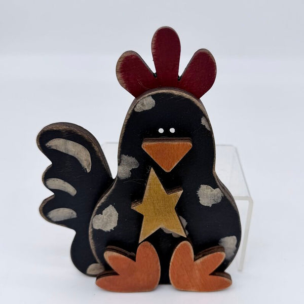 Black rooster shelf sitter