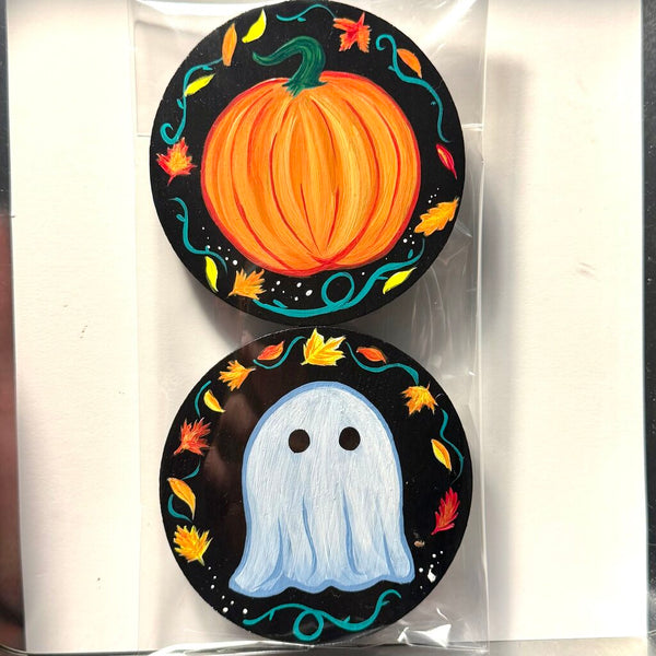Coasters Set Ghost and Pumpkin