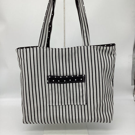 Black and white polka dot / black & white reversible tote bag