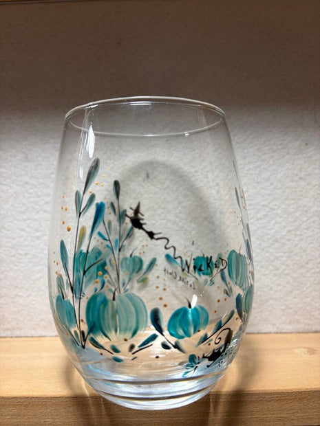 teal pumpkin witch stemless