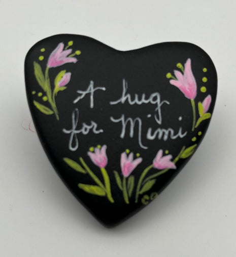 Heart rock-blk-"A hug for mimi"