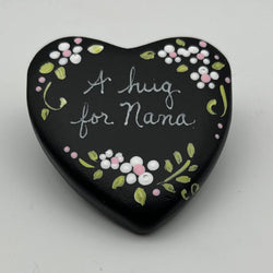 Heart rock-blk-"A hug for Nana" - view 1