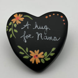Heart rock-blk-"A hug for Nana" - view 2