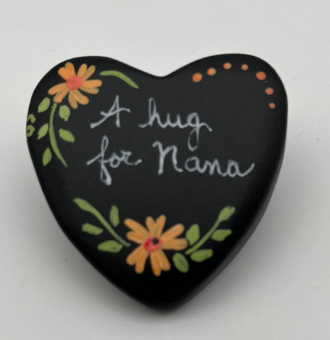 Heart rock-blk-"A hug for Nana"
