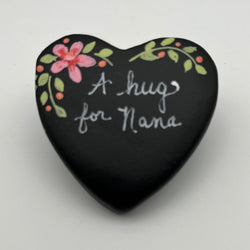 Heart rock-blk-"A hug for Nana" - view 3
