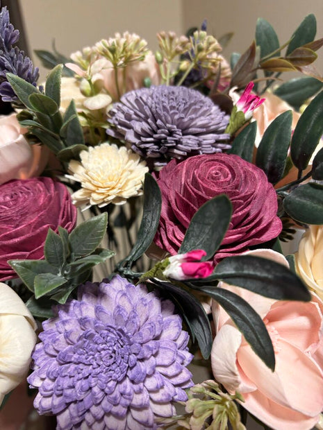 Tall Vase Filled with Pinks and Purple Sola Wood Flowers