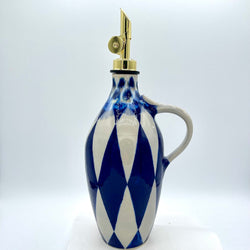 Oil Cruet- Blue/White Harlequin - view 2