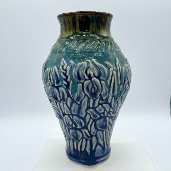 Hand carved Iris Vase