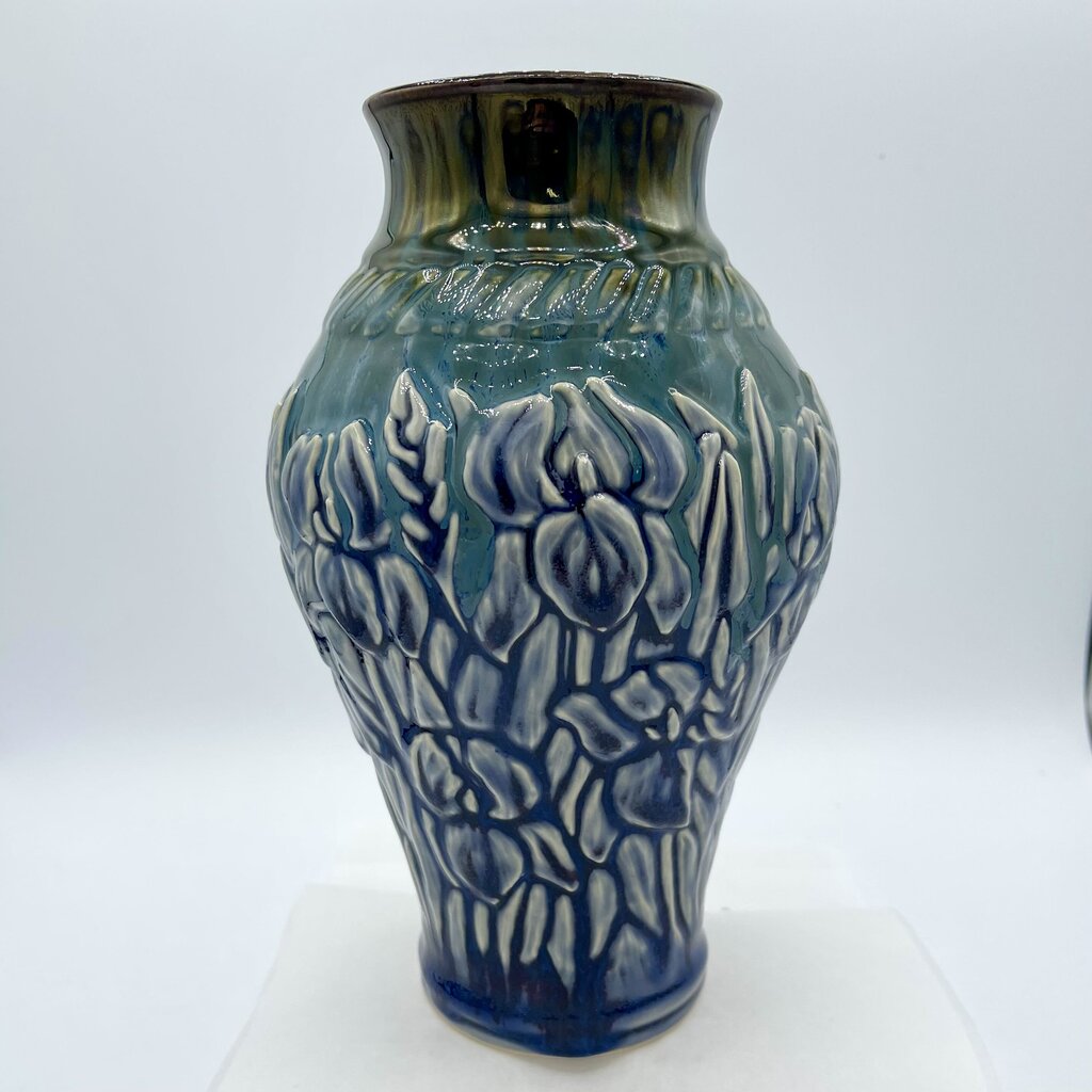 Hand carved Iris Vase