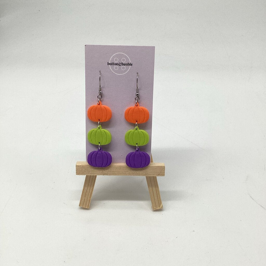 Triple Pumpkin Dangle Earrings