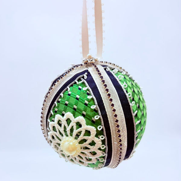 Green and navy shatterproof ornament