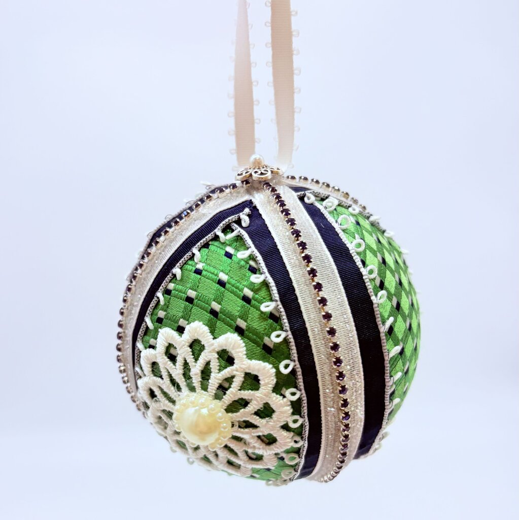 Green and navy shatterproof ornament