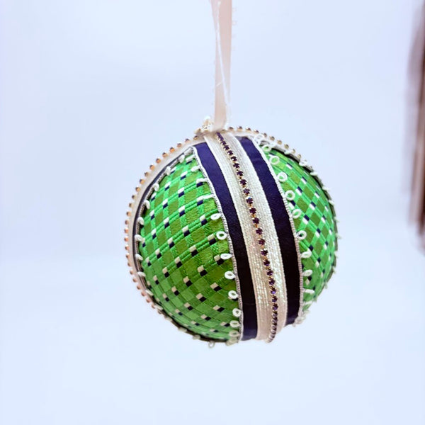 Green and navy shatterproof ornament