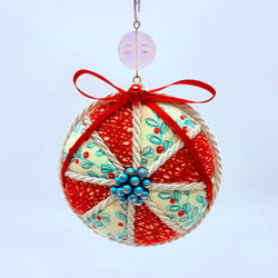 Aqua and red ornament - view 1