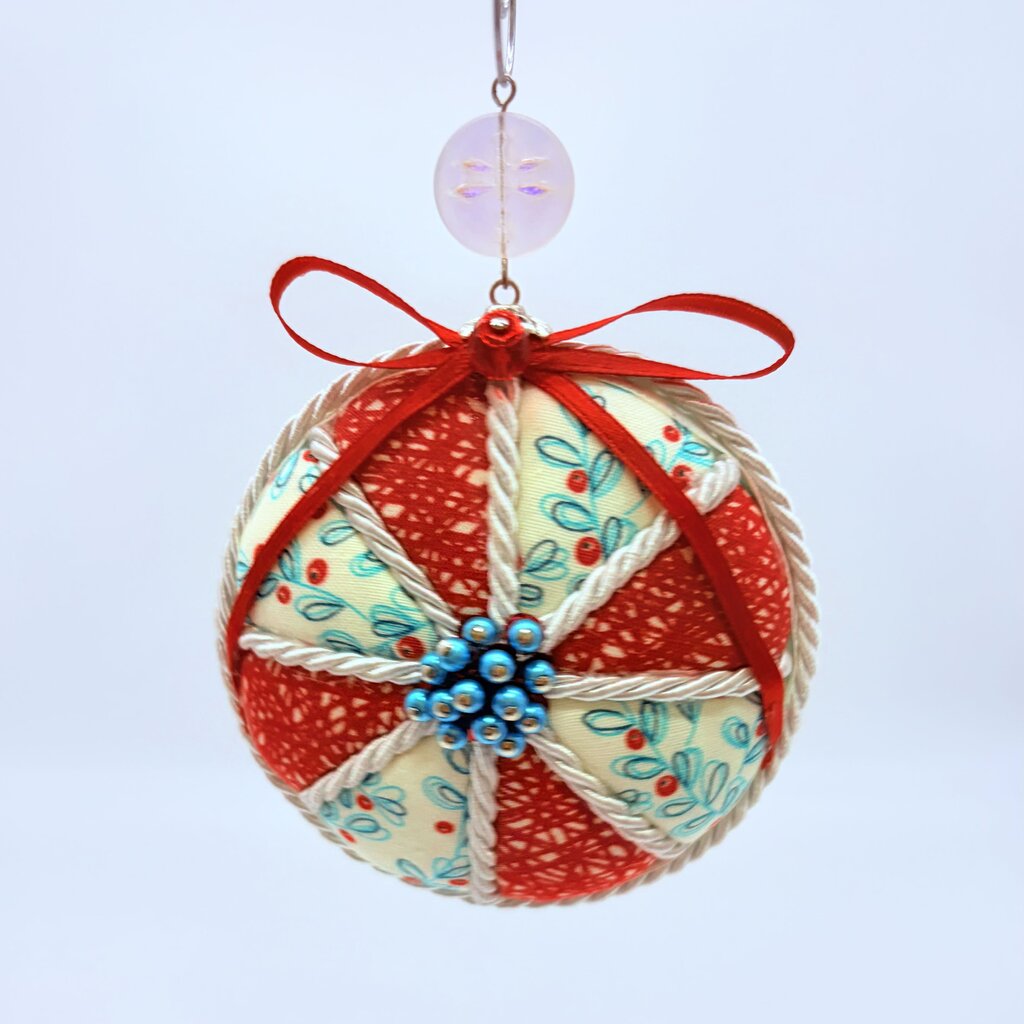 Aqua and red ornament