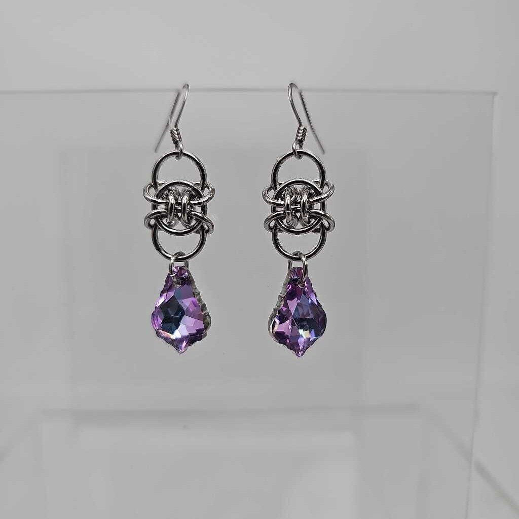 Stainless Steel Helftic Vitrail Crystal Earrings, Surgical Steel Ear Wires
