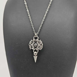 Stainless Steel Romanov with Labradorite and Spike Necklace, 20 inch Stainless Steel Chain - view 1