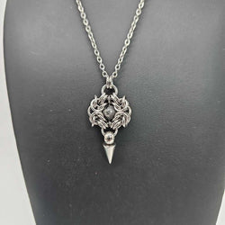 Stainless Steel Romanov with Labradorite and Spike Necklace, 20 inch Stainless Steel Chain - view 2