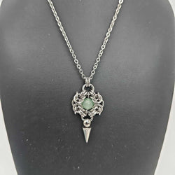 Stainless Steel Romanov with Aventurine and Spike Necklace, 20 inch Stainless Steel Chain - view 1