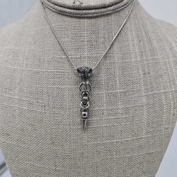 Stainless Steel Byzantine with Wolf Head and Spike Necklace, 20 inch Stainless Steel Chain - view 1