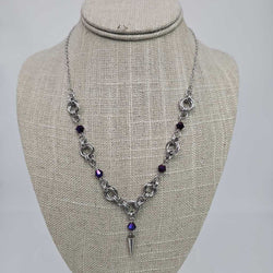 Stainless Steel Mobius with Purple Beads and Spike 16-18 inches long - view 1