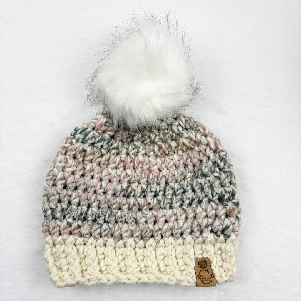 Wool Pom Pom Hat - Seashell