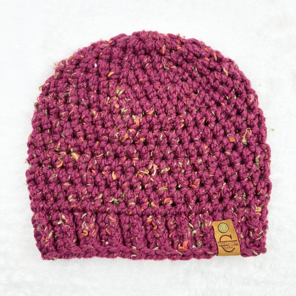 Beanie Hat (Adult) - Tweed Mulberry