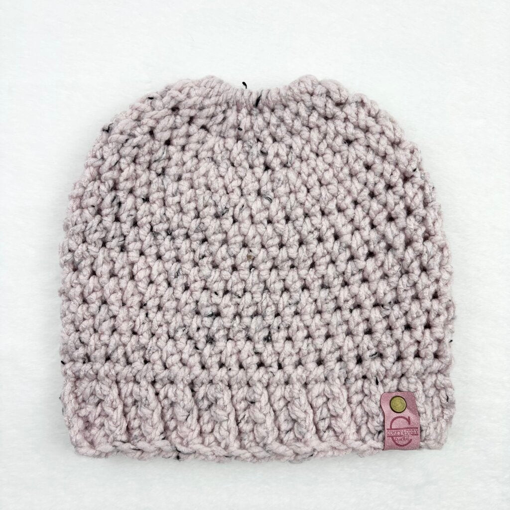 Messy Bun Hat - Tweed Blush