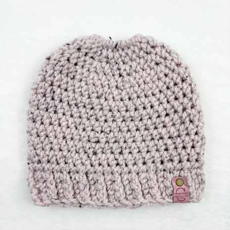 Messy Bun Hat - Tweed Blush