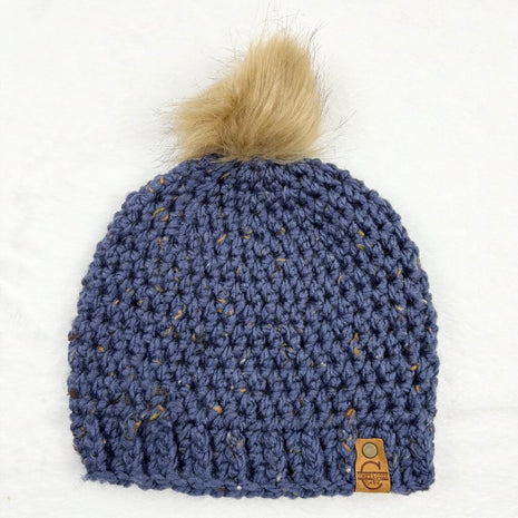 Pom Pom Hat (Adult) - Tweed Navy