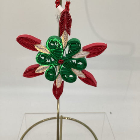 Snowflake Red, green and white Ornament