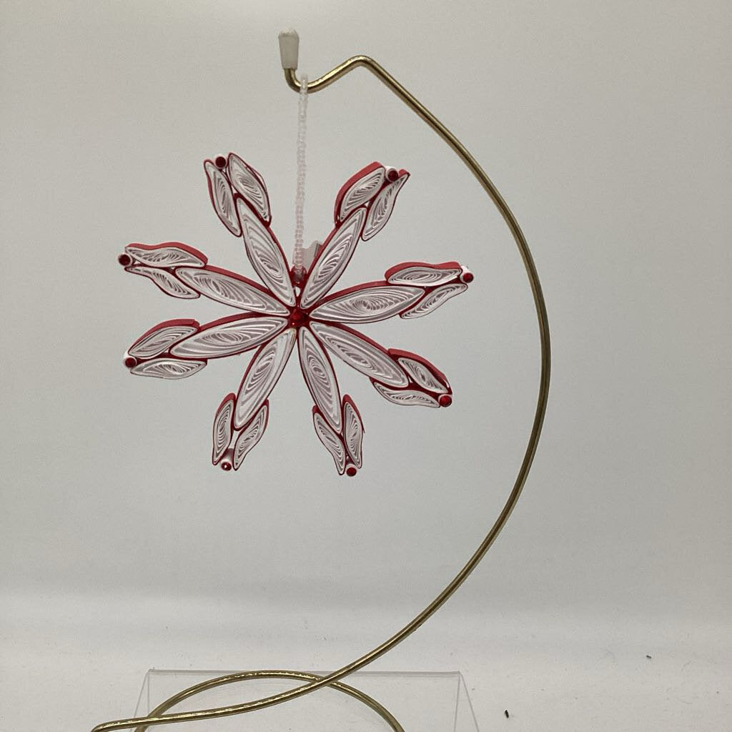 Snowflake red and white with diamond swarowski Christmas ornament