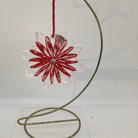 Snowflake red and white with red swarowski crystal