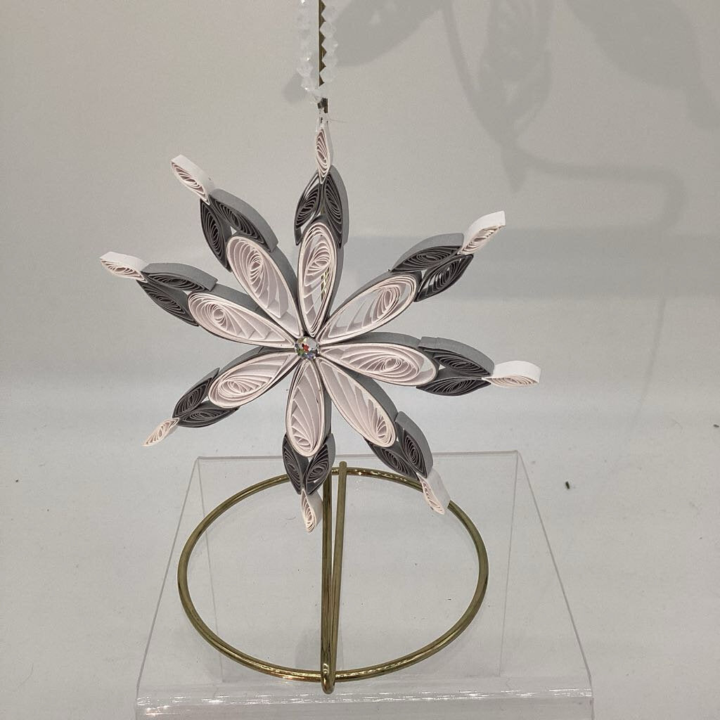 Snowflake Silver and white with diamond swarowski crystal