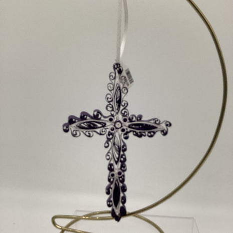 Purple cross Christmas ornament