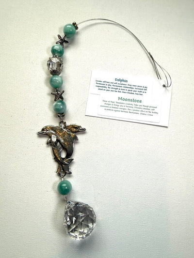 Dolphin 30mm Moonstone Suncatcher