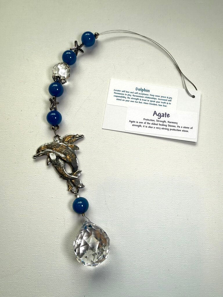 Dolphin 30mm Agate Suncatcher