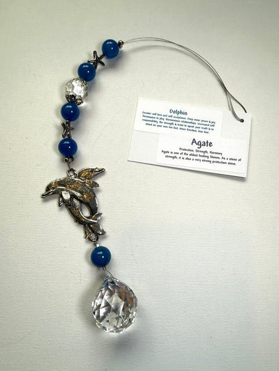 Dolphin 30mm Agate Suncatcher