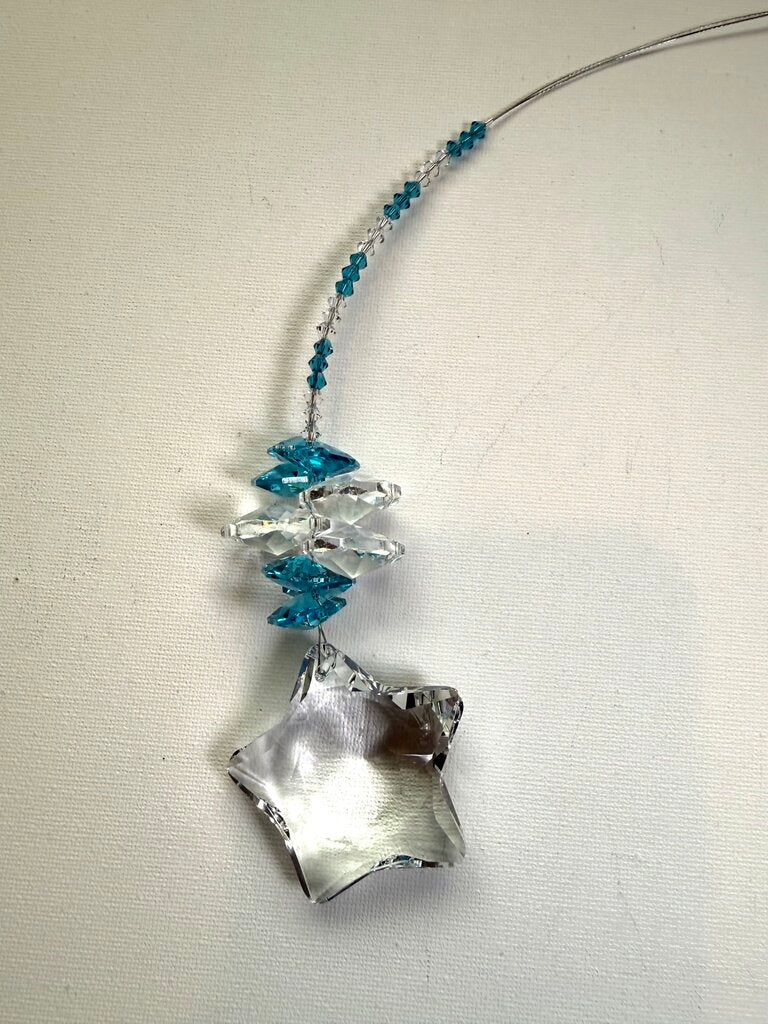 Star Aqua/Clear 45mm Suncatcher