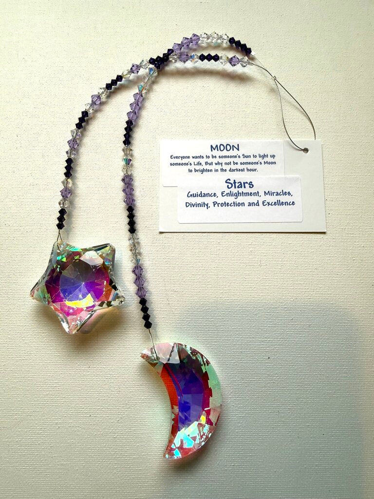 Star and Moon Purple Double Suncatcher