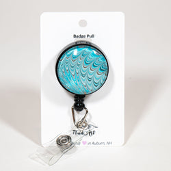 1.25" Fluid Art Badge Reel - Green blue - view 1