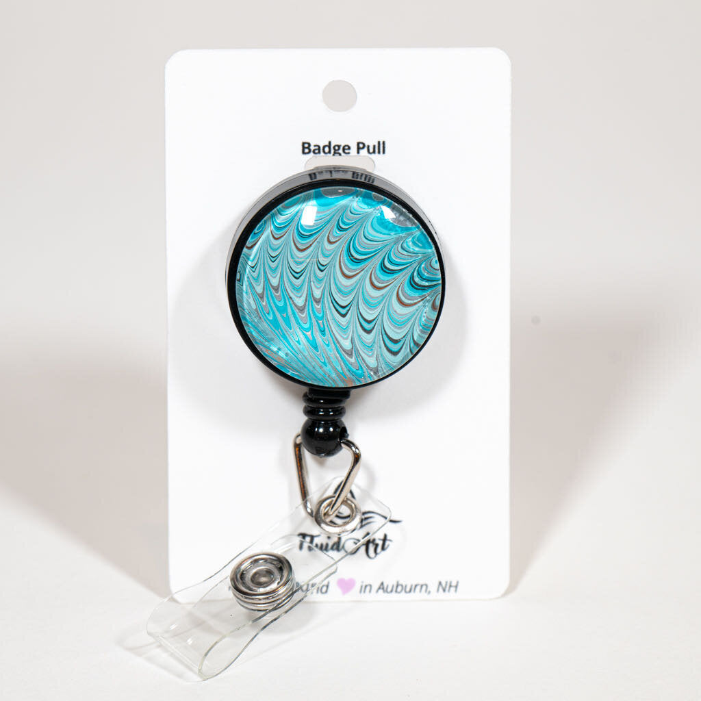 1.25" Fluid Art Badge Reel - Green blue